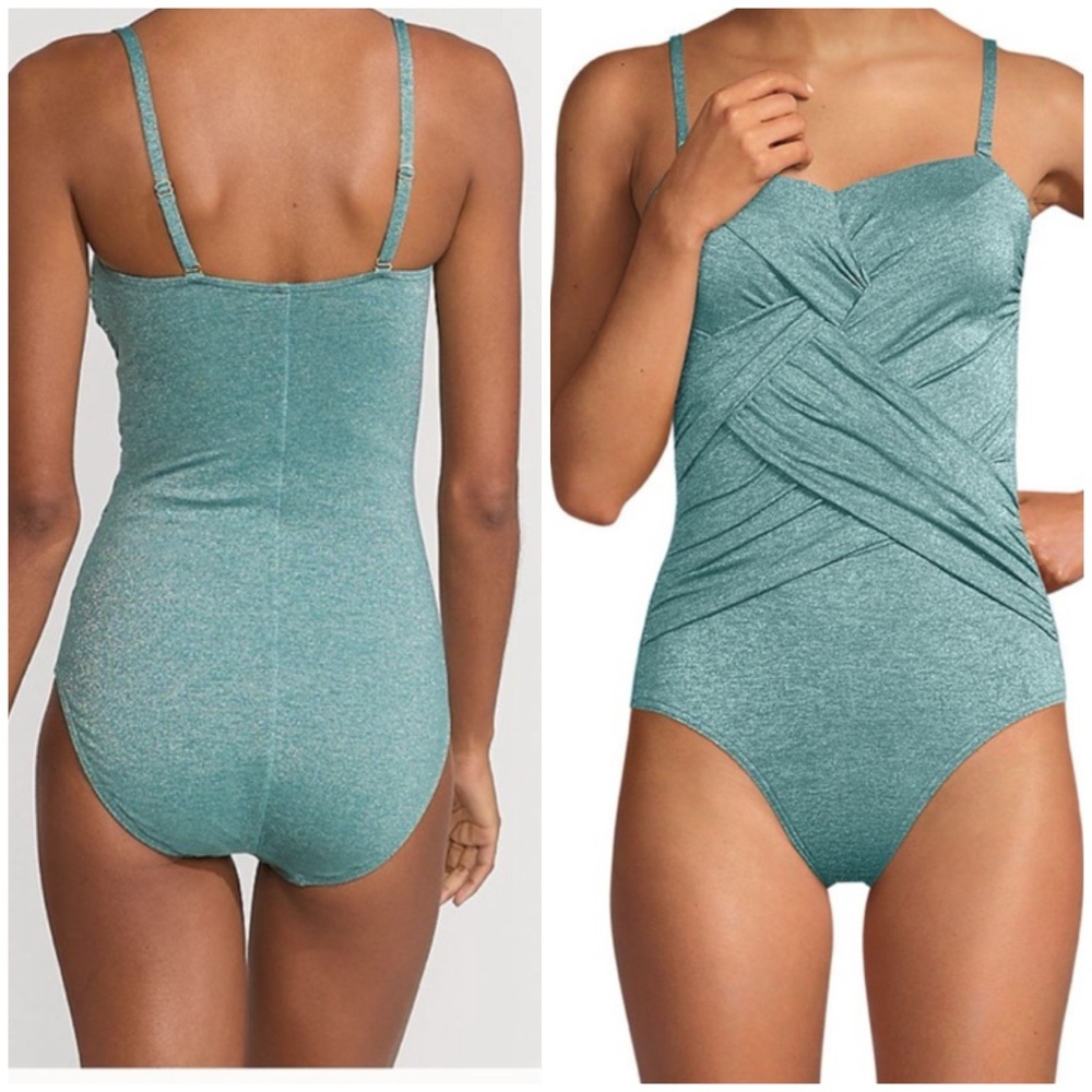 Lands end Slender Suit Shine Bandeau Tummy Control - Picture 4 of 8